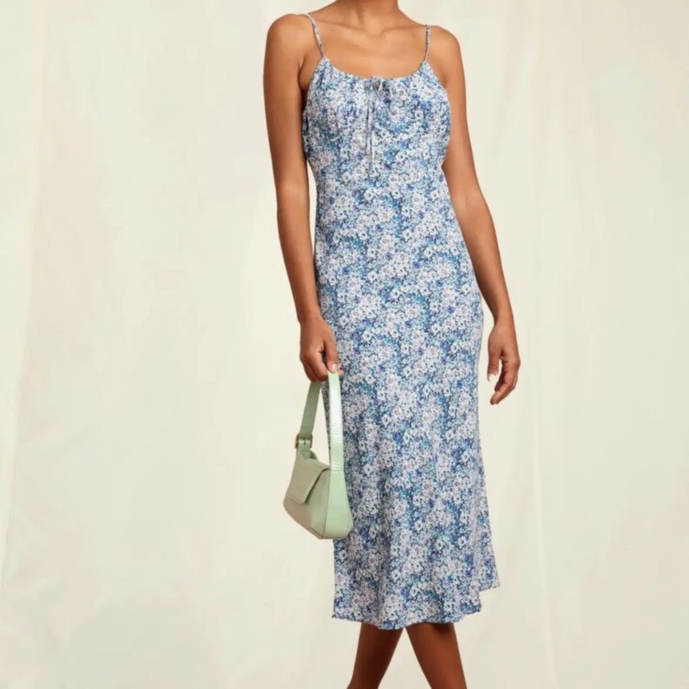 Rouje Daria Blue Floral Midi Dress